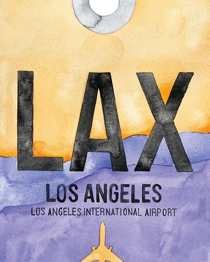Closeup Watercolor Print of Los Angeles International Airport (LAX 1)