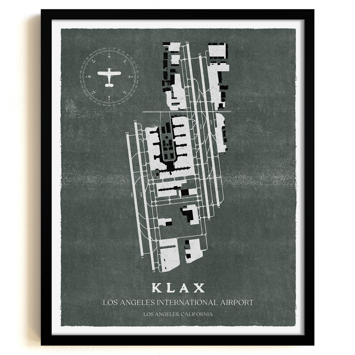 LAX Airport Map, Vintage Style, Los Angeles International Airport Print
