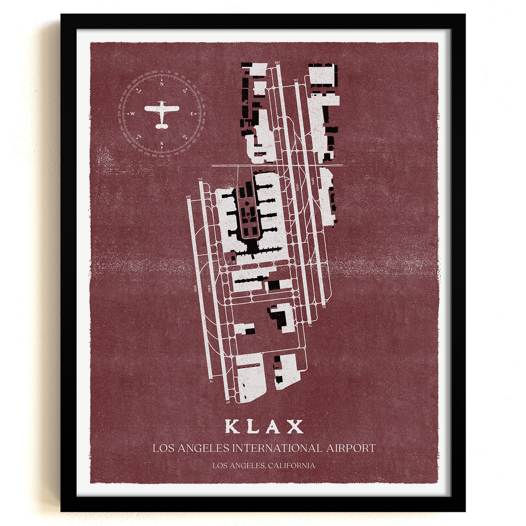 LAX Airport Map, Vintage Style, Los Angeles International Airport Print