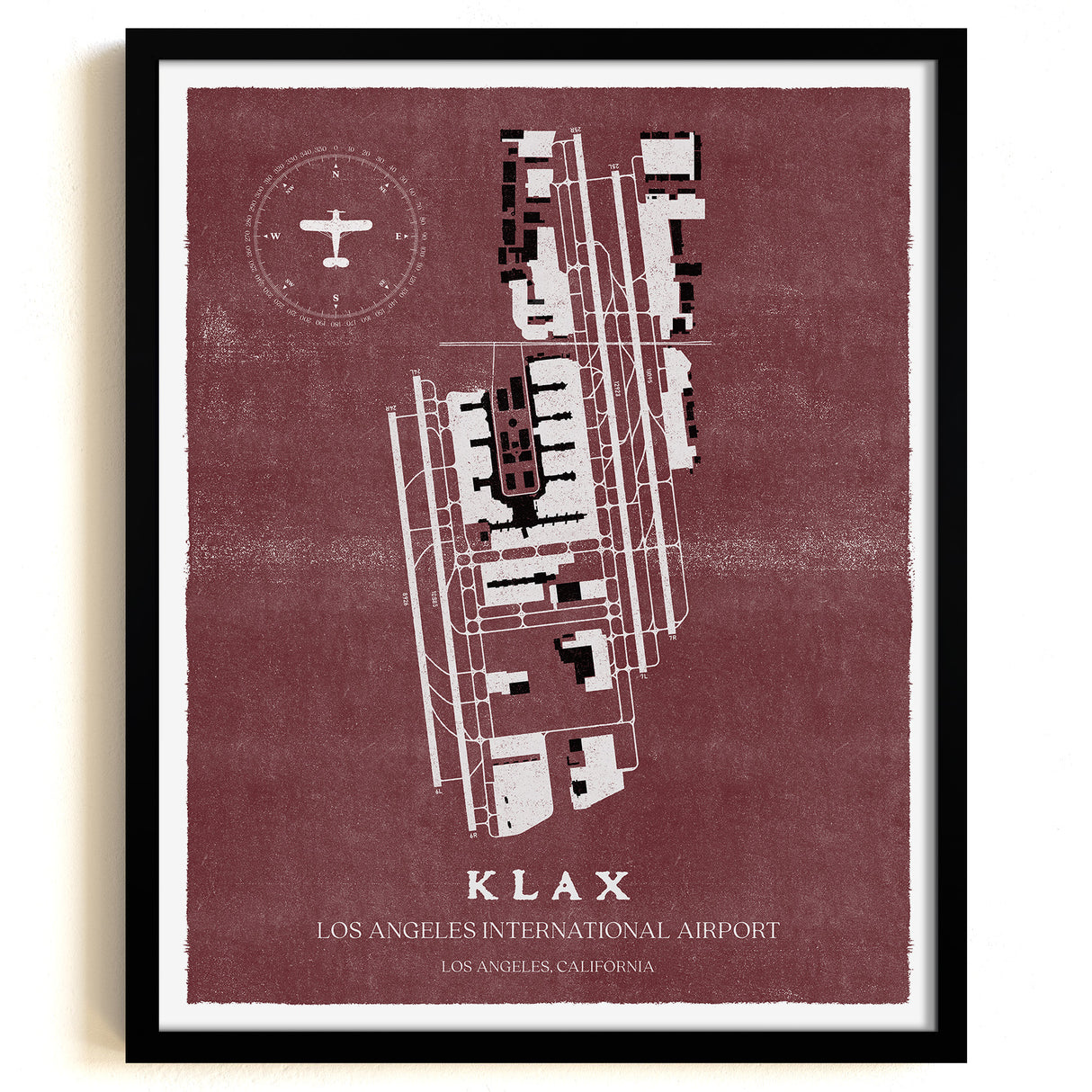 LAX Airport Map, Vintage Style, Los Angeles International Airport Print