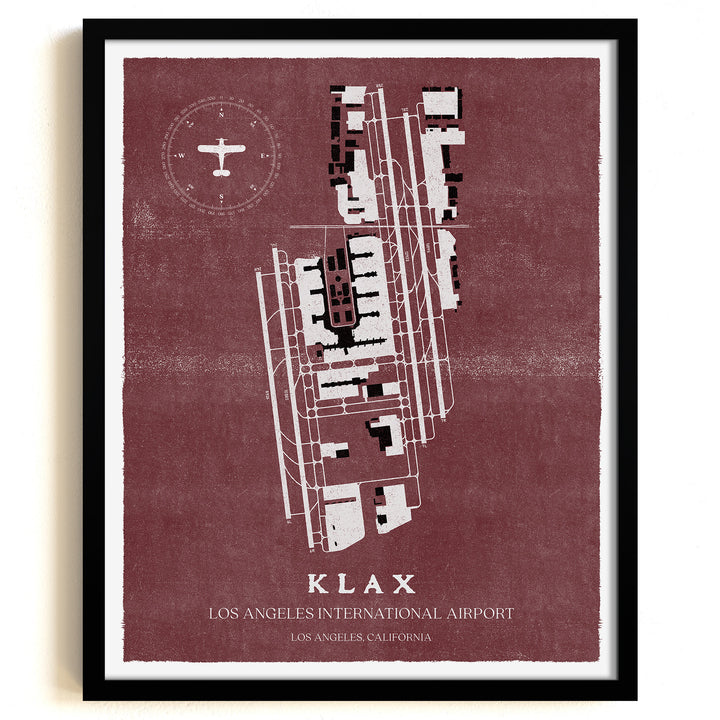 LAX Airport Map, Vintage Style, Los Angeles International Airport Print