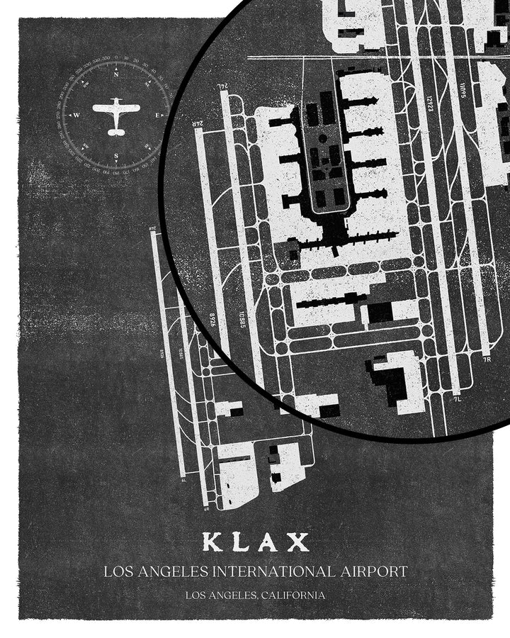 LAX Airport Map, Vintage Style, Los Angeles International Airport Print