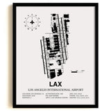 Framed Detailed Airport Map of Los Angeles International Airport (LAX) in White with a Black Frame