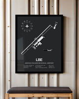 Framed Detailed Airport Map of Arnold Palmer Regional Airport (LBE) in Gray with a Black Frame