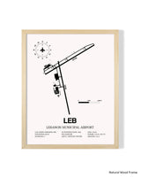Detailed Airport Map of Lebanon Municipal Airport (LEB) in White with a Natural Frame