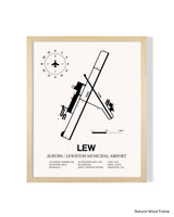 Detailed Airport Map of Auburn / Lewiston Municipal Airport (LEW) in White with a Natural Frame