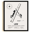 Framed Detailed Airport Map of Auburn / Lewiston Municipal Airport (LEW) in White with a Black Frame