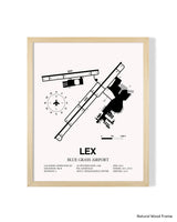 Detailed Airport Map of Blue Grass Airport (LEX) in White with a Natural Frame