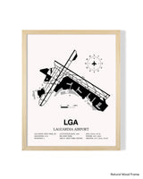 Detailed Airport Map of LaGuardia Airport (LGA) in White with a Natural Frame