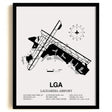 Framed Detailed Airport Map of LaGuardia Airport (LGA) in White with a Black Frame