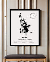 LGW Airport Map, London Gatwick Airport Print