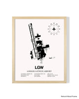 LGW Airport Map, London Gatwick Airport Print
