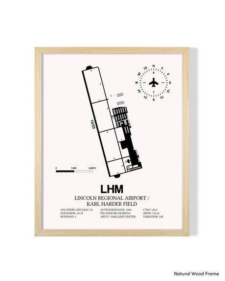 Detailed Airport Map of Lincoln Regional Airport/Karl Harder Field (LHM) in White with a Natural Frame