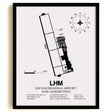 Framed Detailed Airport Map of Lincoln Regional Airport/Karl Harder Field (LHM) in White with a Black Frame
