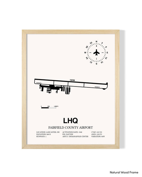 Detailed Airport Map of Fairfield County Airport (LHQ) in White with a Natural Frame