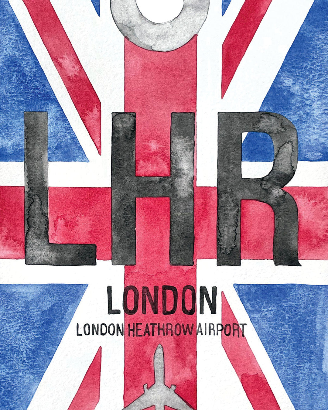 Closeup Watercolor Print of London Heathrow Airport (LHR)