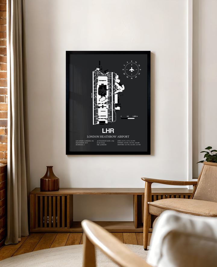 LHR Airport Map, London Heathrow Airport Print