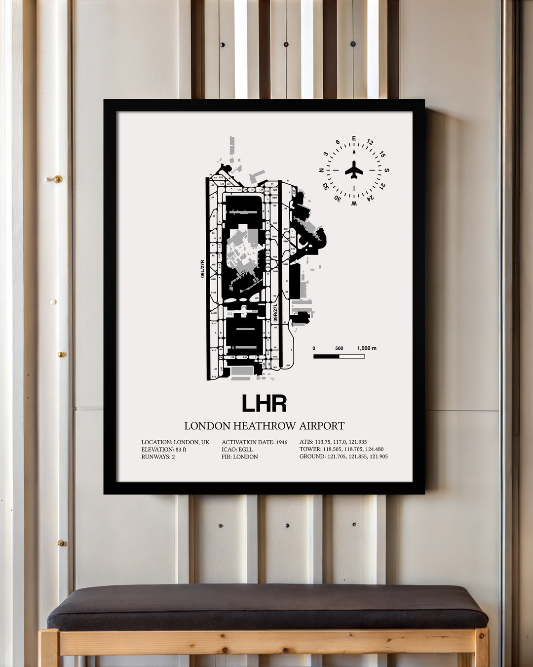 LHR Airport Map, London Heathrow Airport Print