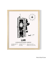 Detailed Airport Map of London Heathrow Airport (LHR) in White with a Natural Frame
