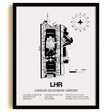 Framed Detailed Airport Map of London Heathrow Airport (LHR) in White with a Black Frame