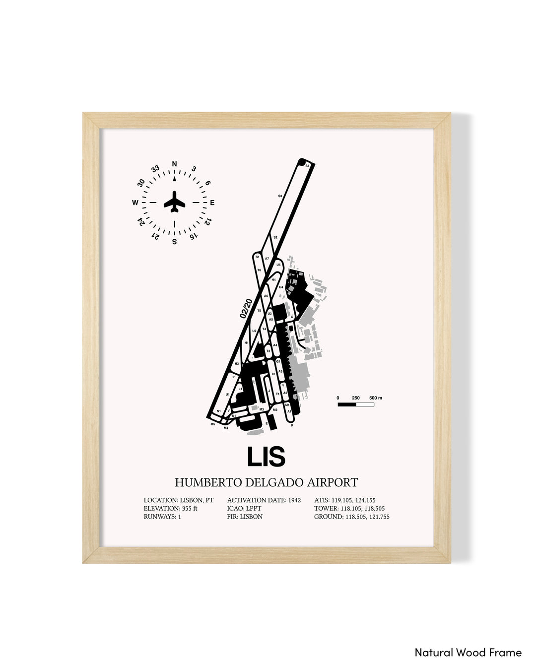 LIS Airport Map, Lisbon Airport Print