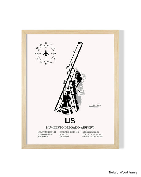 LIS Airport Map, Lisbon Airport Print