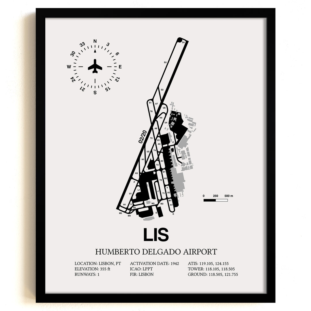 LIS Airport Map, Lisbon Airport Print
