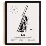 LIS Airport Map, Lisbon Airport Print
