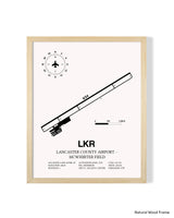 Detailed Airport Map of Lancaster County-Mc Whirter Field (LKR) in White with a Natural Frame