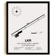 Framed Detailed Airport Map of Lancaster County-Mc Whirter Field (LKR) in White with a Black Frame