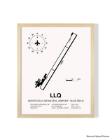 Detailed Airport Map of Monticello Municipal Airport / Ellis Field (LLQ) in White with a Natural Frame