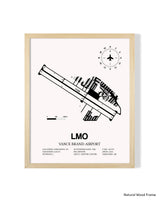 Detailed Airport Map of Vance Brand Airport (LMO) in White with a Natural Frame