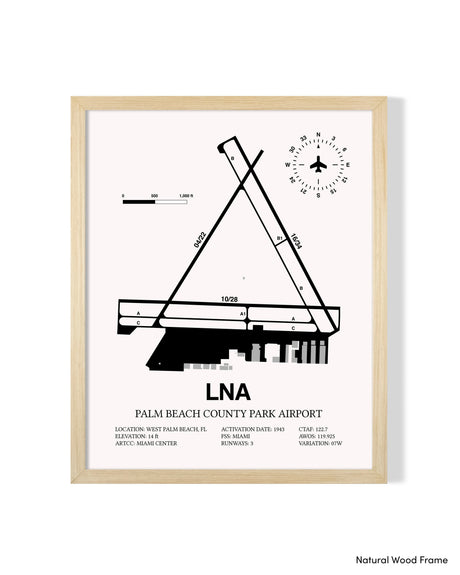 Detailed Airport Map of Palm Beach County Park Airport (LNA) in White with a Natural Frame