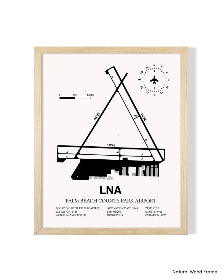 Detailed Airport Map of Palm Beach County Park Airport (LNA) in White with a Natural Frame