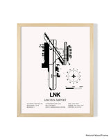 Detailed Airport Map of Lincoln Airport (LNK) in White with a Natural Frame