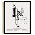 Framed Detailed Airport Map of Lincoln Airport (LNK) in White with a Black Frame