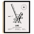 Framed Detailed Airport Map of Lancaster Airport (LNS) in White with a Black Frame