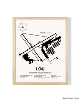 Detailed Airport Map of Bowman Field Airport (LOU) in White with a Natural Frame