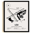 Framed Detailed Airport Map of Bowman Field Airport (LOU) in White with a Black Frame