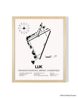 Detailed Airport Map of Cincinnati Municipal Airport Lunken Field (LUK) in White with a Natural Frame