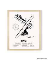 Detailed Airport Map of Lawrence Municipal Airport (LWM) in White with a Natural Frame