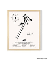 Detailed Airport Map of Lynchburg Regional Airport/Preston Glenn Field (LYH) in White with a Natural Frame