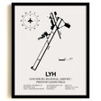 Framed Detailed Airport Map of Lynchburg Regional Airport/Preston Glenn Field (LYH) in White with a Black Frame