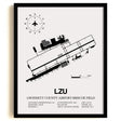 Framed Detailed Airport Map of Gwinnett County Airport-Briscoe Field (LZU) in White with a Black Frame