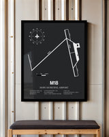 Framed Detailed Airport Map of Hope Municipal Airport (M18) in Gray with a Black Frame