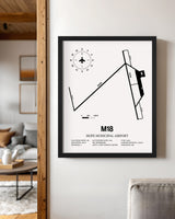 Framed Detailed Airport Map of Hope Municipal Airport (M18) in White with a Black Frame