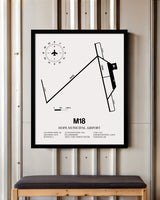 Framed Detailed Airport Map of Hope Municipal Airport (M18) in White with a Black Frame