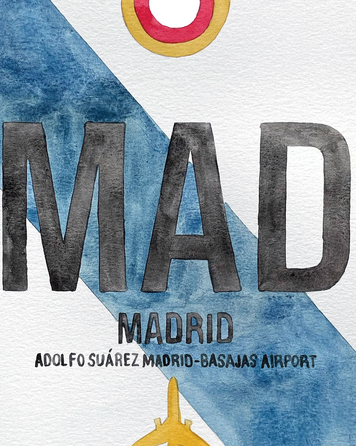 Closeup Watercolor Print of Adolfo SuÃ¡rez Madridâ€“Barajas Airport (MAD)
