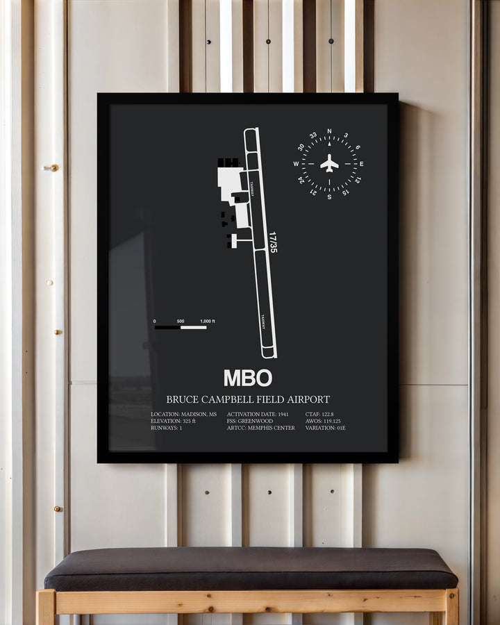 MBO Airport Map, Bruce Campbell Field Print