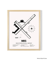 Detailed Airport Map of MBS International Airport (MBS) in White with a Natural Frame
